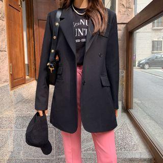 Asymmetric-button Flap Blazer