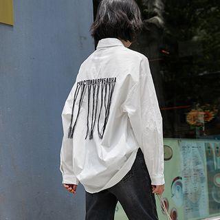 Long-sleeve Letter Shirt White - One Size