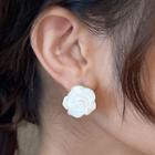 3d Rose Earring 1 Pr - White - One Size