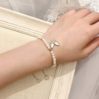 Faux Pearl Butterfly Bracelet As Shown In Figure - One Size