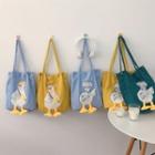 Duck Embroidered Corduroy Tote Bag