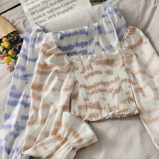 Off Shoulder Ruffle Pleated Blouse