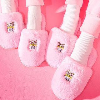 Bunny-appliqu  Faux-fur Slippers
