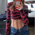 Two-tone Long-sleeve Crop Top