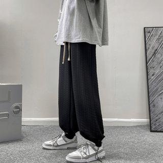 Drawstring Textured Cuff Pants
