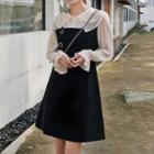 Double Collar Blouse / A-line Pinafore Dress
