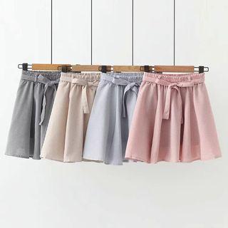 Gingham Tie Waist Mini A-line Skirt