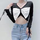 Long-sleeve Bow Front Top
