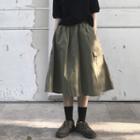 A-line Midi Skirt Army Green - One Size