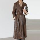Faux Leather Trench Coat With Belt
