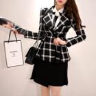 Tweed Buttoned Plaid Coat