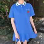 Embroidered Short-sleeve Polo Shirt Dress