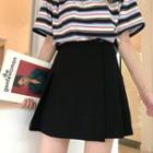 Pleated Plain A-line Skirt