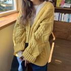 Cable-knit Oversize Cardigan Yellow - One Size