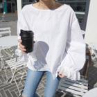 Eyelet Lace Trim Blouse / Cropped Knit Vest