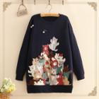 Cat Embroidery Sweater