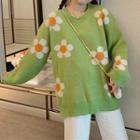Flower Print Loose-fit Sweater