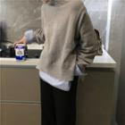 Flap-pocket Long-sleeve Blouse / Slit-side Sweater / Wide-leg Pants