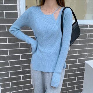 Asymmetrical Cutout Ribbed Knit Top