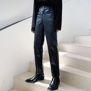 Faux-leather Straight-leg Pants