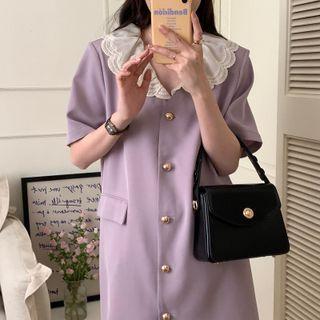 Contrast Collar Mini Shift Dress