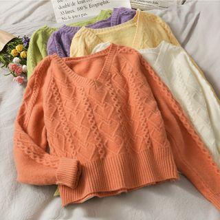 Loose-fit V-neck Sweater In 6 Colors