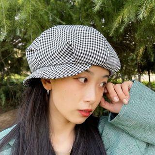 Houndstooth Newsboy Cap Houndstooth - Black - M