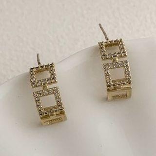 Geometric Rhinestone Earring 1 Pair - Gold - One Size
