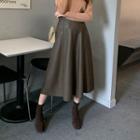 Paneled Pleather Long Skirt