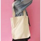 Letter Embroidered Canvas Tote Bag