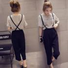 Set: Short-sleeve Top + Suspender Pants