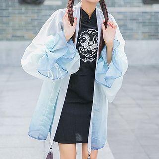 Elbow-sleeve Top / Patterned Qipao / Light Jacket