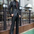 Suit Set: Buttoned Blazer + Straight-cut Dress Pants