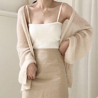 Spaghetti Strap Top / Light Cardigan
