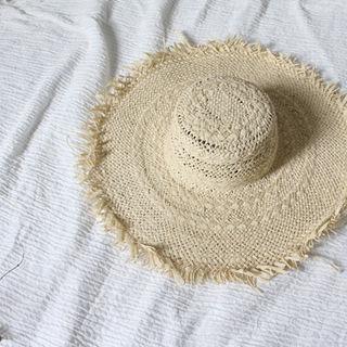Fringed-trim Raffia Hat