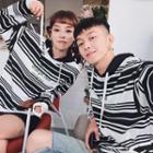 Couple Matching Striped Hooded Pullover