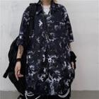 Elbow-sleeve Spray Print Shirt As Shown In Figure - One Size