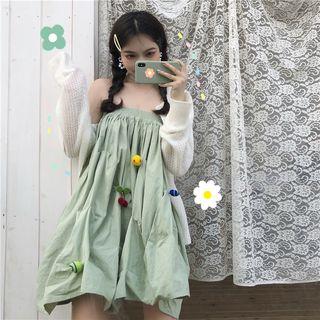 Off-shoulder Dress / Loose-fit Cardigan