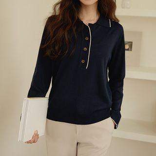 Piped Knit Polo Shirt