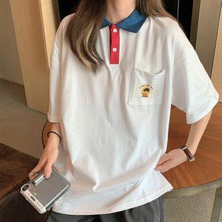 Short-sleeve Printed Collared T-shirt