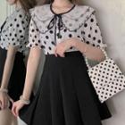 Dotted Collared Bell-sleeve Blouse