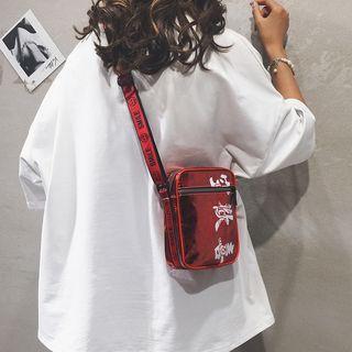 Lettering Sequined Pvc Crossbody Bag