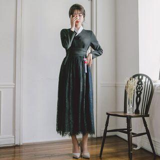 Hanbok Skirt (sheer Lace / Maxi / Black)