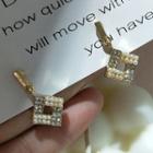 Rhinestone Faux Pearl Square Dangle Earring 1 Pair - 925 Silver - One Size