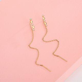 Sterling Silver Rhinestone Threader Earring