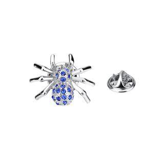 Fashion Personality Spider Brooch With Blue Austrian Element Crystal Silver - One Size