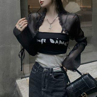 Organza Bolero / Print Cropped Camisole Top