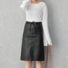 Tie-waist Faux-leather Pencil Skirt