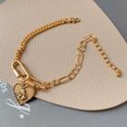 Angel Heart Chain Bracelet Gold - One Size