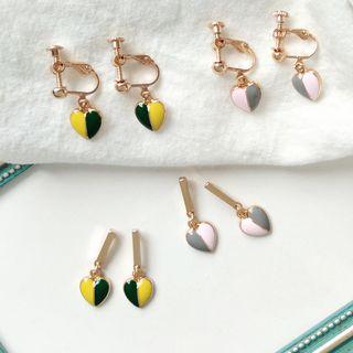 Color Panel Heart Dangle Earring